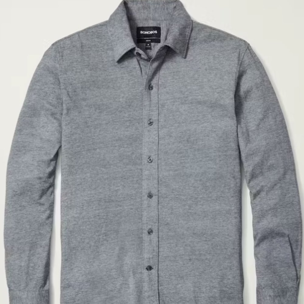 Bonobos Large (Slim/Long) Everyday Jersey Shirt - Navy Blue Microstripe